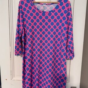 Lulu-B Pink and Blue Long Sleeve Dress